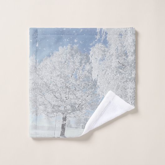 Winterlandschaft Schnee Baum Schneeflocken Bad Handdoek (Wasdoekje)
