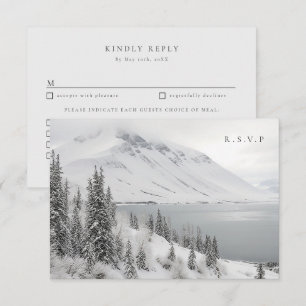 Winterlandschap bruiloft maaltijd keuzes RSVP Kaartje