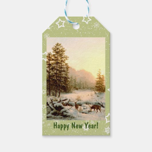 winterlandschap; cadeaulabel (Voorkant)
