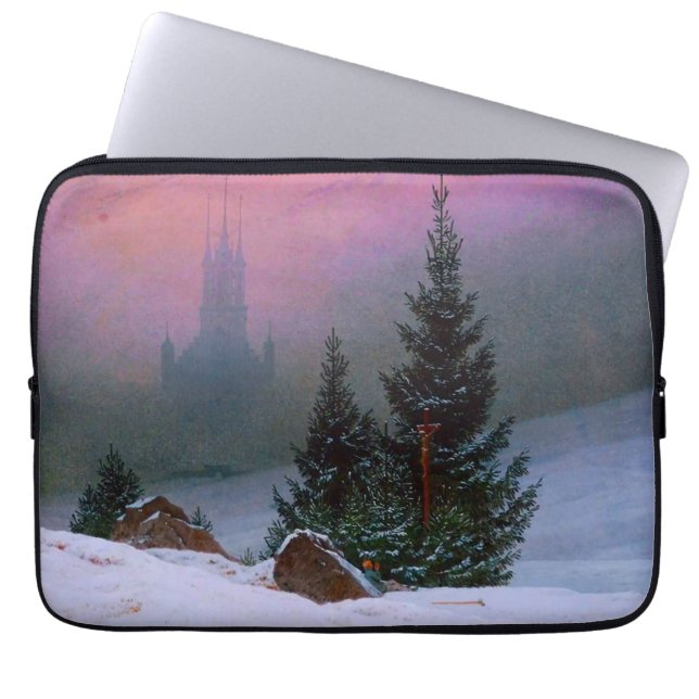 Winterlandschap Caspar David Friedrich Laptop Sleeve (Voorkant)
