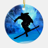 Winterlandschap en Freestyle Skier Keramisch Ornament (Voorkant)