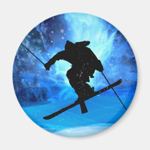 Winterlandschap en Freestyle Skier Magneet