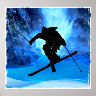 Winterlandschap en Freestyle Skier Poster