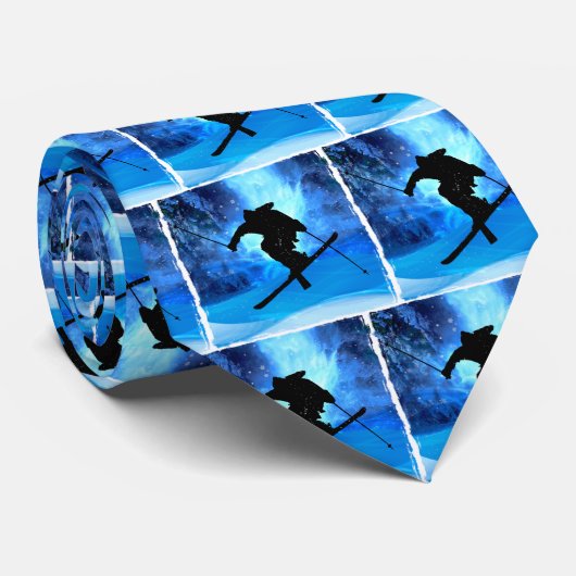 Winterlandschap en Freestyle Skier Stropdas (Opgerold)