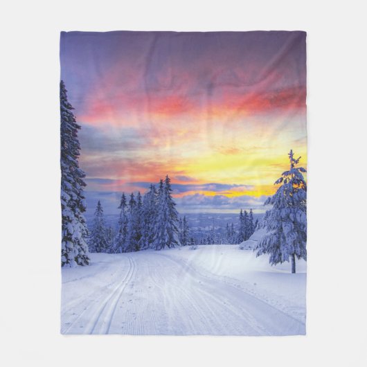 Winterlandschap Fleece Deken (Voorkant)