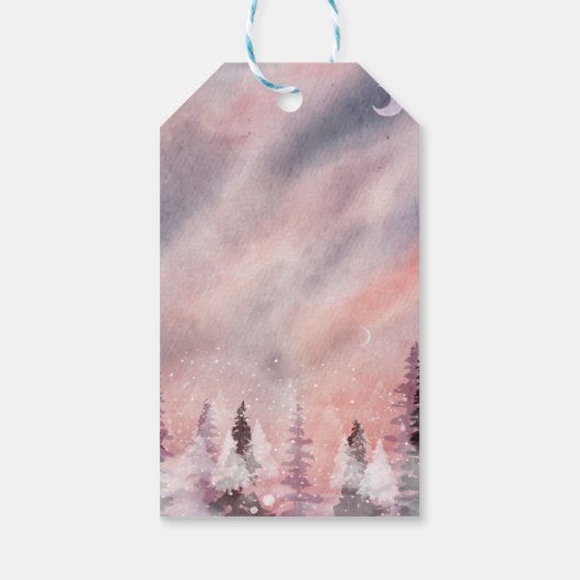 Winterlandschap Greenpine Forest Cadeaulabel (Achterkant)