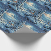 Winterlandschap Houten Hut Dennenbomen Rivier Cadeaupapier (Hoek)