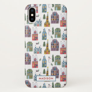 Winterlandschap huizen   Kerstvakantie   iPhone X Hoesje