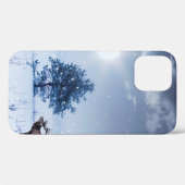Winterlandschap in blauwe kleur. Eenzame boom en w Case-Mate iPhone Case (Achterkant (horizontaal))