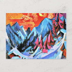 Winterlandschap in maanlicht door Ernst Kirchner Briefkaart