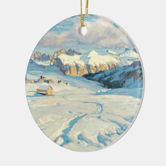 Winterlandschap, kerstboom keramisch ornament (Links)