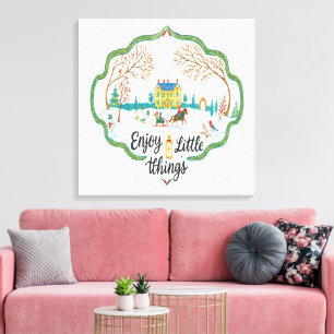 Winterlandschap Kunst Cozy Sneeuw Landschap Canva Canvas Afdruk
