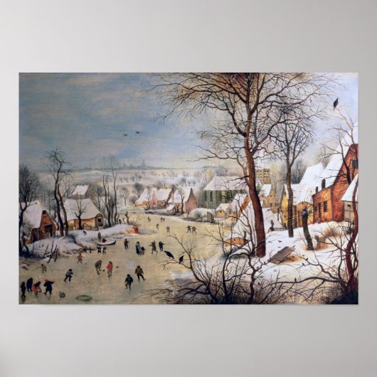 Winterlandschap met Birdval, 1601 Poster (Voorkant)