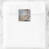 Winterlandschap met Birdval, 1601 Vierkante Sticker (Tas)