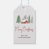 Winterlandschap met bomen en sneeuw Kerstmis Cadeaulabel (Voorkant)