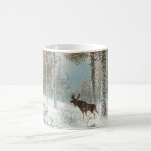 Winterlandschap met eland koffiemok