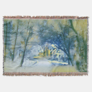 Winterlandschap met gesneeuwde bomen waterverf deken