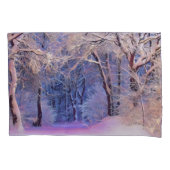 Winterlandschap met gesneeuwde bomen waterverf kussensloop (Voorkant)