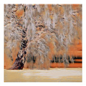 Winterlandschap met gesneeuwde bomen waterverf perfect poster (Voorkant)