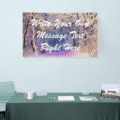 Winterlandschap met gesneeuwde bomen waterverf spandoek (Beurs)