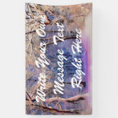 Winterlandschap met gesneeuwde bomen waterverf spandoek (Verticaal)