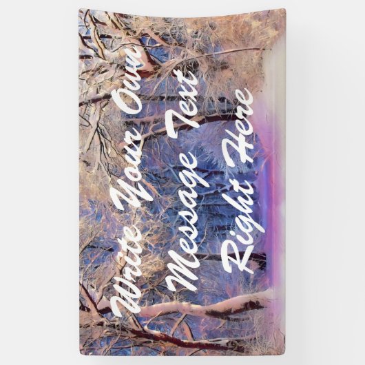 Winterlandschap met gesneeuwde bomen waterverf spandoek (Verticaal)