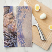 Winterlandschap met gesneeuwde bomen waterverf theedoek (Quarter Fold)