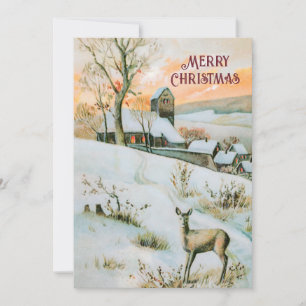 winterlandschap met hertenkerstkaart feestdagenkaart