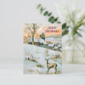 winterlandschap met hertenkerstkaart feestdagenkaart (Staand voorkant)