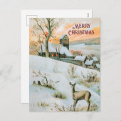 winterlandschap met hertenkerstkaart feestdagenkaart (Voorkant / Achterkant)