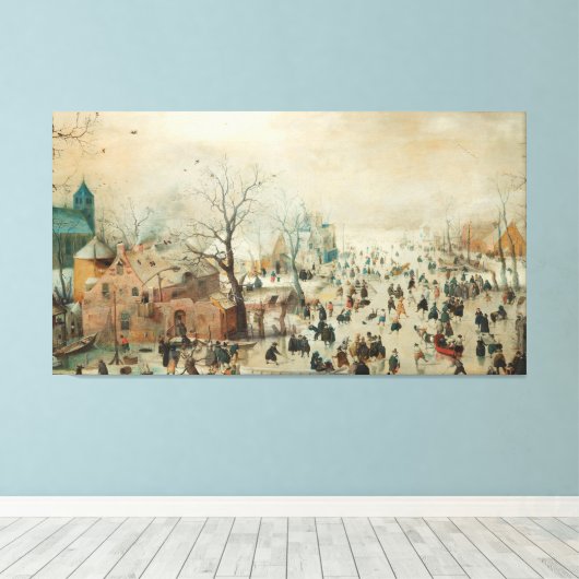 Winterlandschap met ijsboerengevels, Hendrick Aver Canvas Afdruk (Insitu (Houten vloer))