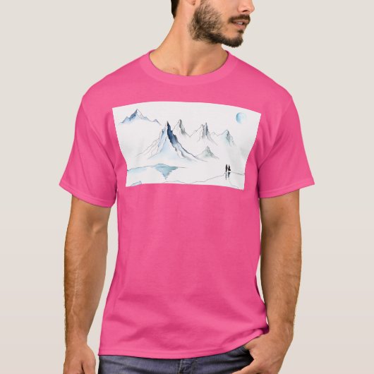 Winterlandschap met lange bergen t-shirt (Voorkant)