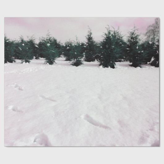 Winterlandschap met larven in de sneeuw cadeaupapier (Vlak)