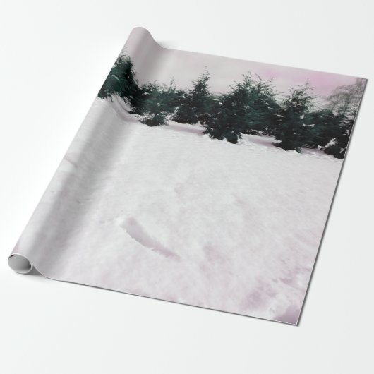 Winterlandschap met larven in de sneeuw cadeaupapier (Uitgerold)
