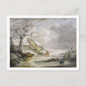 Winterlandschap met Mannen die een oude vrouw ontr Briefkaart (Voorkant)