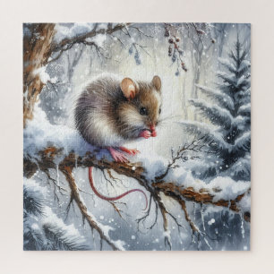 Winterlandschap met muis legpuzzel