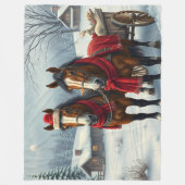 Winterlandschap met paarden en hut fleece deken (Voorkant)