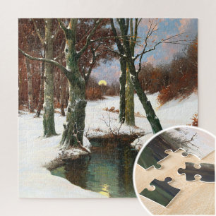 Winterlandschap met rijdende maan legpuzzel