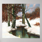 Winterlandschap met rijdende maan poster (Voorkant)