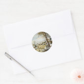Winterlandschap met schaatsers Kunst Ronde Sticker (Envelop)
