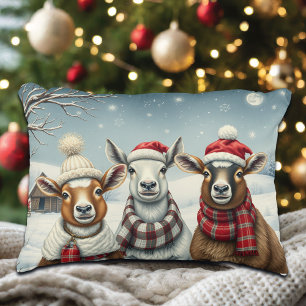 Winterlandschap met schapen en hutten accent kussen