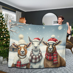 Winterlandschap met schapen en hutten fleece deken