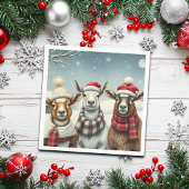 Winterlandschap met schapen en hutten servet