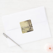 Winterlandschap met Skaters Vierkante Sticker (Envelop)