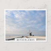 Winterlandschap met sneeuw en windmolen in Nederla Briefkaart (Voorkant)