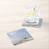 Winterlandschap met sneeuw en windmolen in Nederla Vierkante Kartonnen Onderzetter (Insitu)