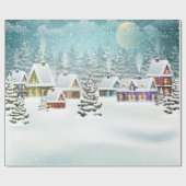 winterlandschap met sneeuwdekhuizen cadeaupapier (Vlak)