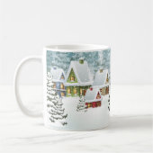 winterlandschap met sneeuwdekhuizen koffiemok (Links)