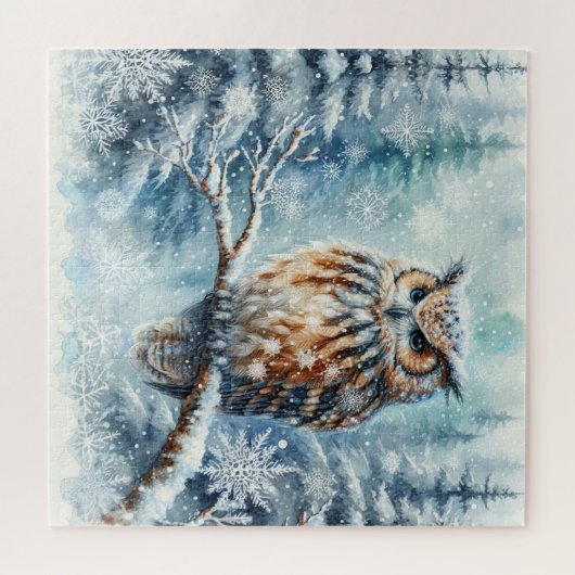 Winterlandschap met uil legpuzzel (Horizontaal)