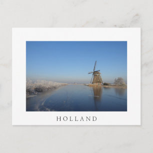 Winterlandschap met windmolen en ijs briefkaart
